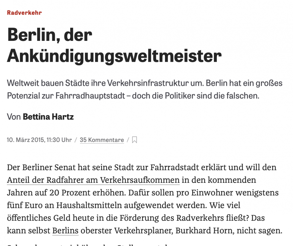 Der schleppende Ausbau der Berliner Radverkehrsinfrastruktur